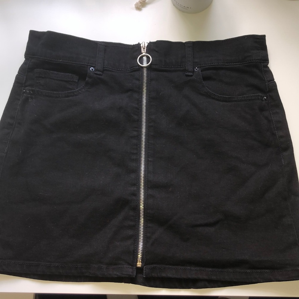 black denim mini skirt